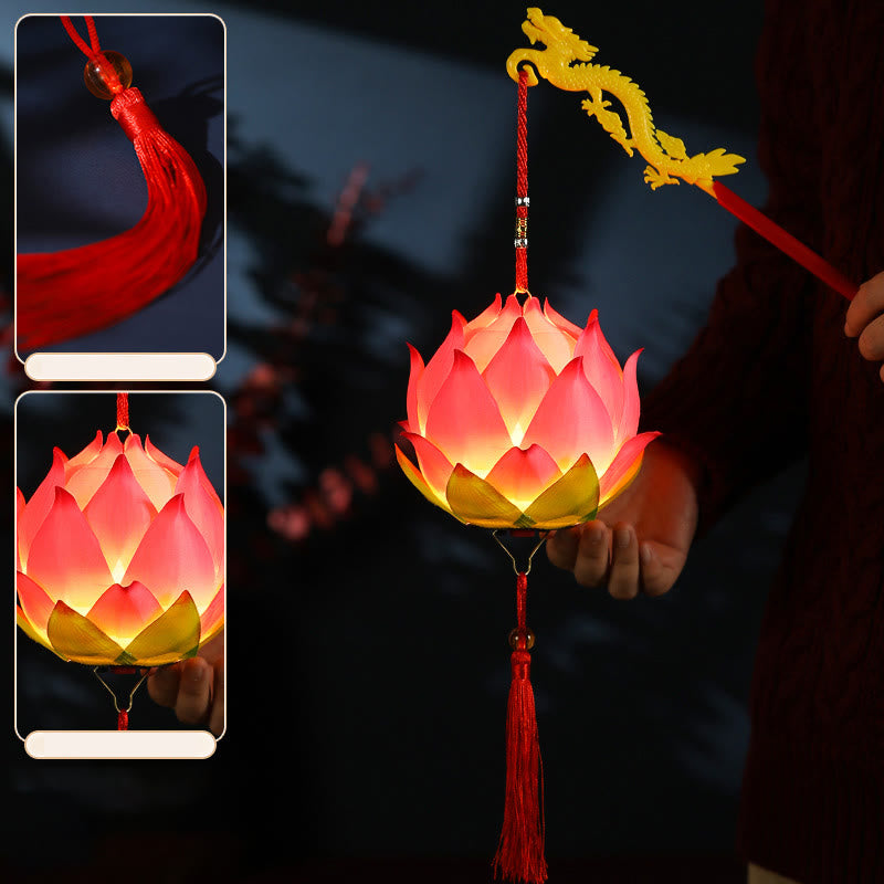 Decorazione lampada lanterna drago fiore di loto fai da Buddha Stones - image 4