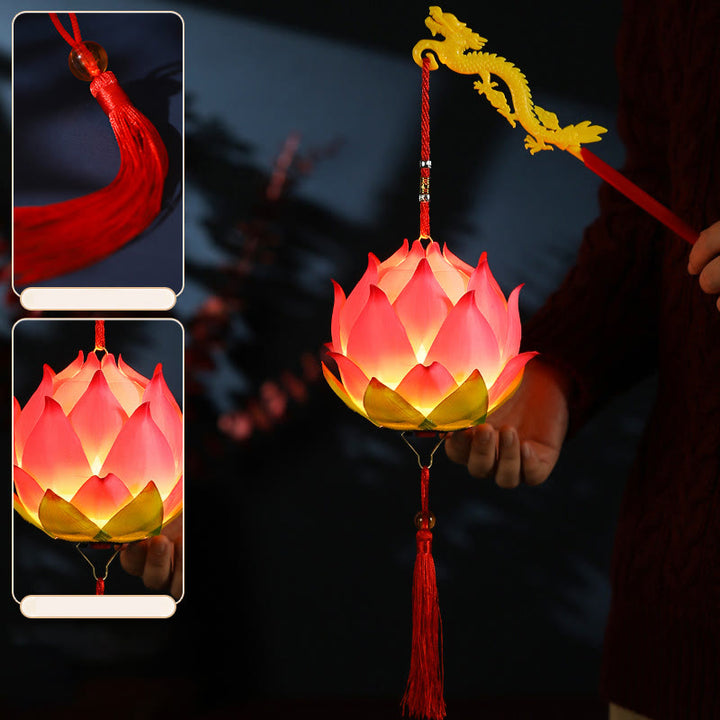 Decorazione lampada lanterna drago fiore di loto fai da Buddha Stones - image 4