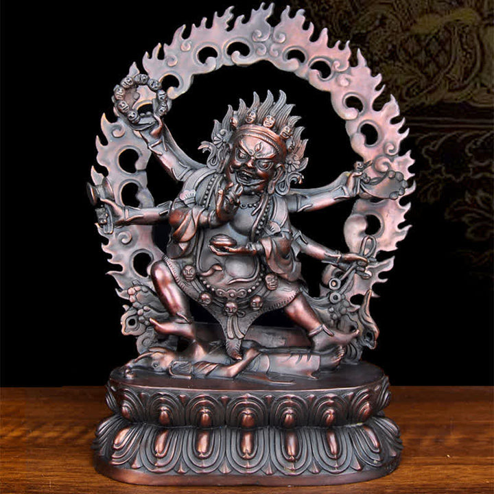 Tibet Mahakala Bodhisattva Figurina Compassione Statua in Rame Decorazione