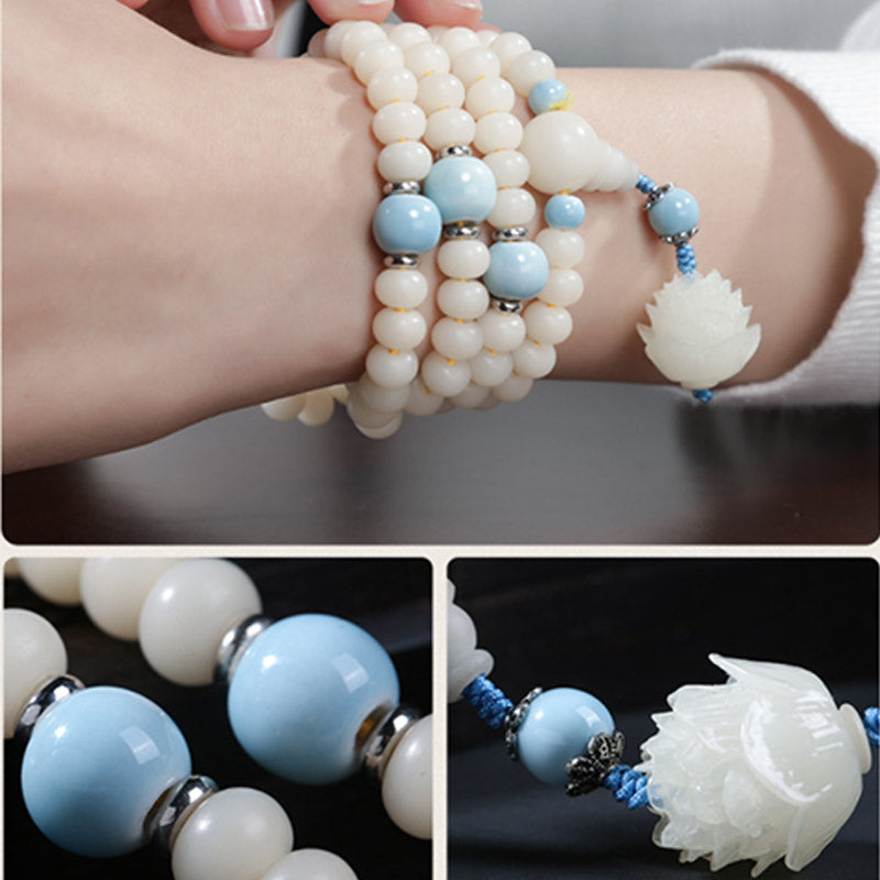 Buddha Stones Braccialetto con ciondolo di benedizione del loto con perline di Bodhi - image 12