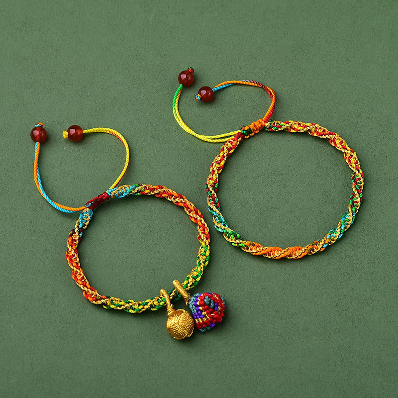 Braccialetto con ciondolo Zongzi fatto a mano con corda colorata Buddha Stones