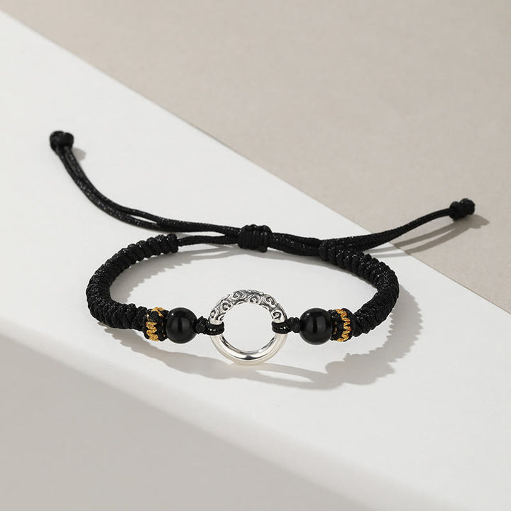 Bracciale intrecciato Buddha Stones 925 Sterling Silver Peace Buckle Auspicious Clouds Fortune