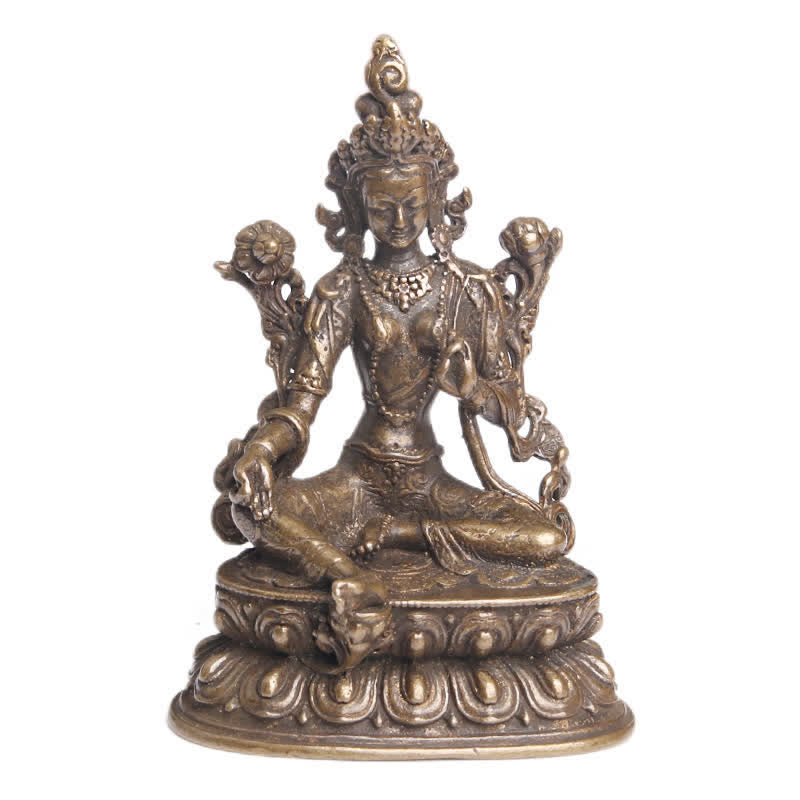 Buddha Stones Bodhisattva Tara Verde Calma Speranza Statua Rame Decorazione - image 8