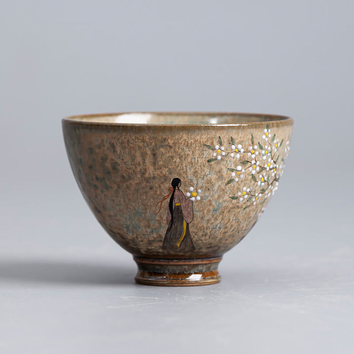 Buddha Stones Jingdezhen dipinte a mano Ru Kiln porcellana Hanfu ragazza fiore tazza da tè in ceramica Kung Fu tazze da tè