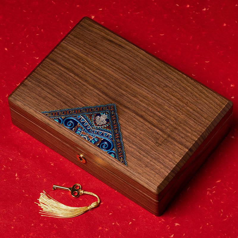 Scatola portagioie in legno di noce nero fatta a mano, vintage, scatola regalo in legno