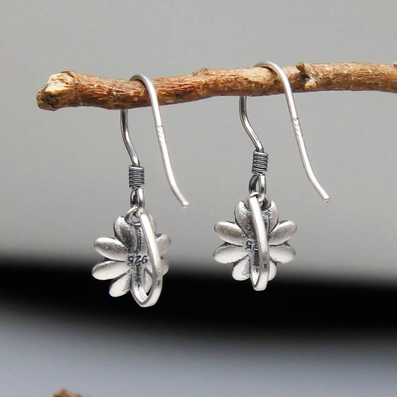 Orecchini Buddha Stones 925 Sterling Silver Lotus Flower Enlightenment