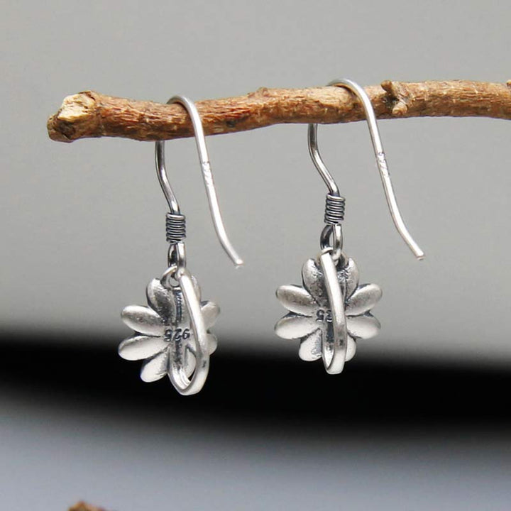 Orecchini Buddha Stones 925 Sterling Silver Lotus Flower Enlightenment