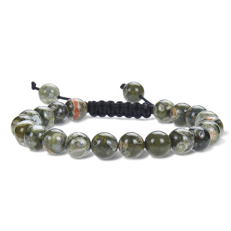 Buddha Stones Pietre di cristallo con potere curativo naturale Bracciale unisex regolabile in macramè - Diaspro verde - image 17