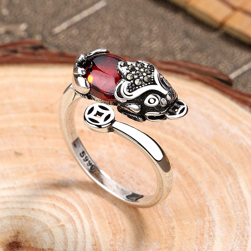 Anello regolabile Buddha Stones FengShui Genstone PiXiu Wealth
