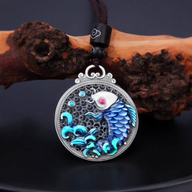 Collana con ciondolo Buddha Stones 999 Sterling Silver Luck Koi Fish Success Prosperity - Pesce Koi (Fortuna♥Prosperità) - image 1