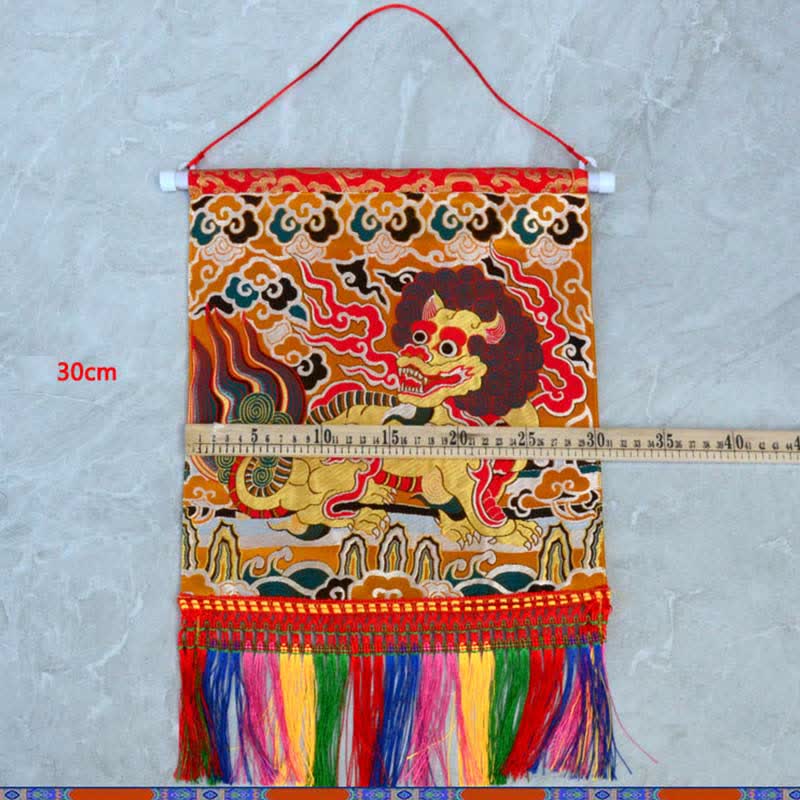 Arte murale con nappa colorata spirituale Kirin Feng Shui
