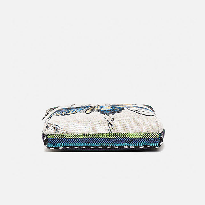 Borsa a tracolla in tela ricamata con elefante e farfalla, motivo Buddha Stones