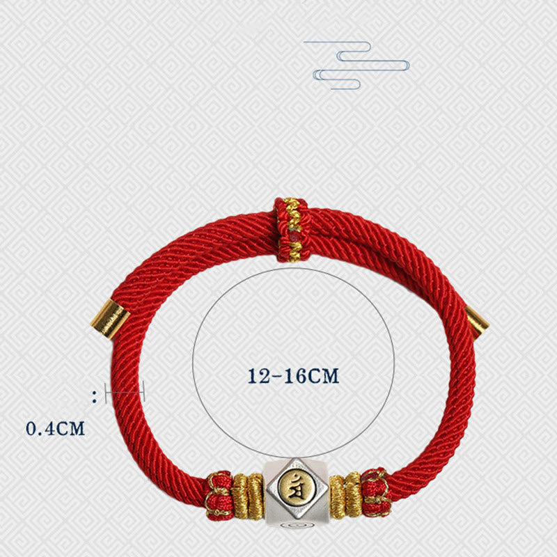 Buddha Stones 999 Argento Sterling Zodiaco Cinese Buddha Natale Corda Rossa Fortuna Forza Braccialetto Fatto a Mano per Bambini
