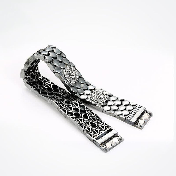 Buddha Stones 925 Sterling Silver Dragon Scales Bracciale Fortuna Successo