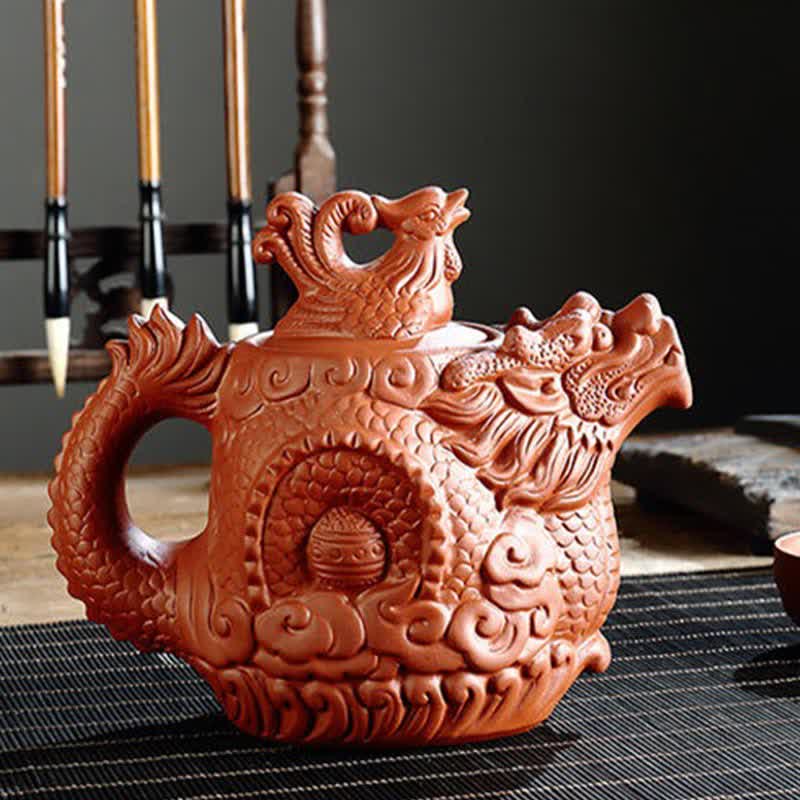 Teiera in ceramica vintage Dragon Phoenix