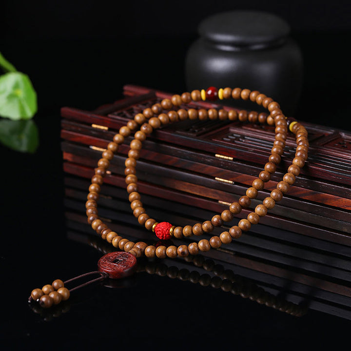 Buddha Stones 108 Mala Beads Legno di Pesca Bodhi Seed Lotus Preghiera Meditazione Bracciale