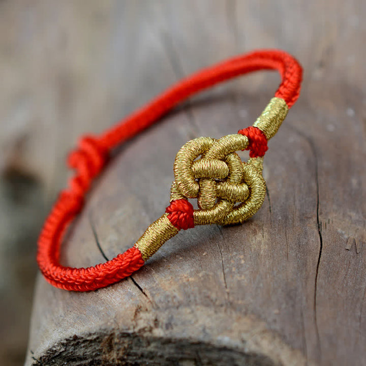 Braccialetto fatto a mano con corda intrecciata con nodo cinese, design semplice, fortuna e forza