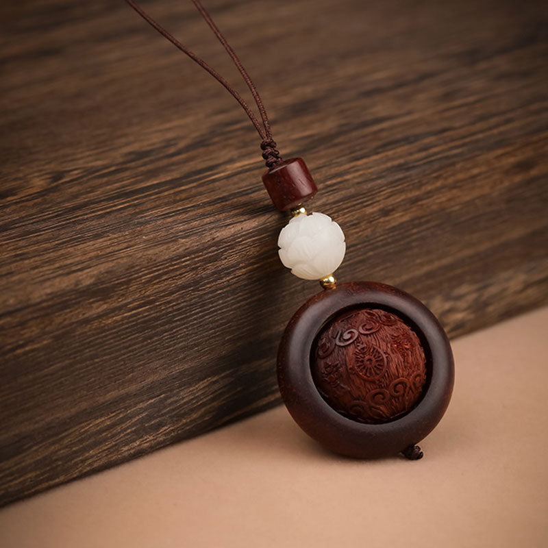 Buddha Stones Tibetano Piccola Foglia Sandalo Rosso Ebano Fortuna Protezione Rotazione Decorazione