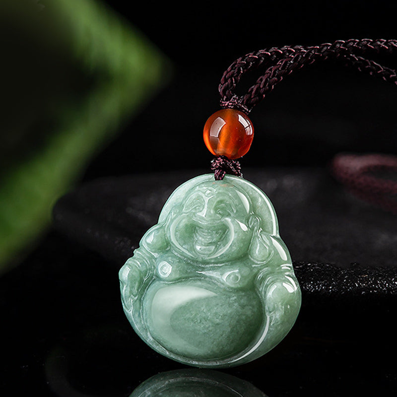 Collana con ciondolo a corda in giada Buddha Stones che ride - image 2