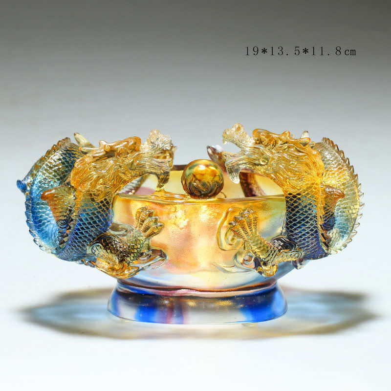 Buddha Stones Feng Shui Zodiaco cinese Drago Fatto a mano Liuli Cristallo Arte Pezzo Protezione Casa Ufficio Decorazione - Medio 19*13,5*11,8 cm - image 2