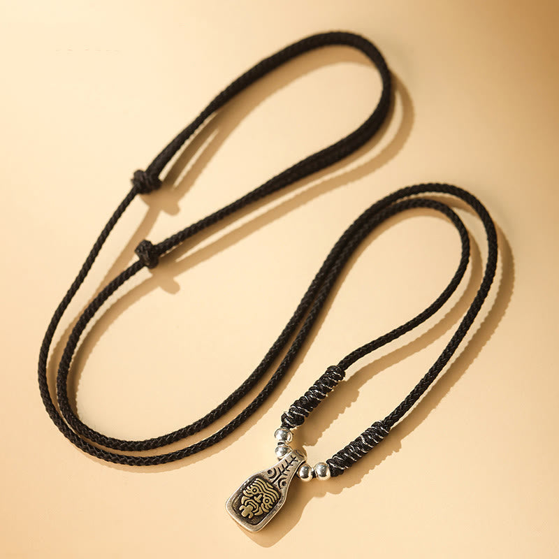 Buddha Stones Tibetano Argento Sterling 925 Zakiram Dea della Ricchezza Protezione Corda Collana Pendente - Corda nera - image 6