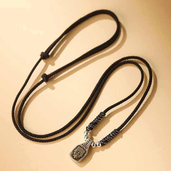 Buddha Stones Tibetano Argento Sterling 925 Zakiram Dea della Ricchezza Protezione Corda Collana Pendente - Corda nera - image 6