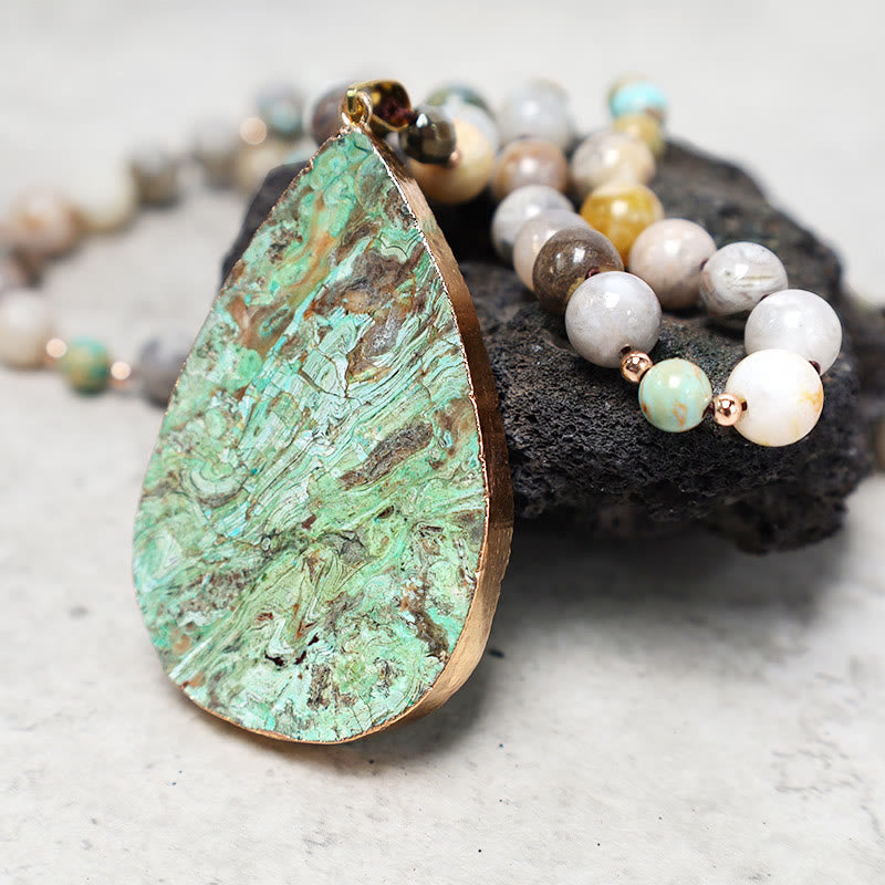 Collana di perline di guarigione in diaspro Picasso naturale dell'oceano Buddha Stones