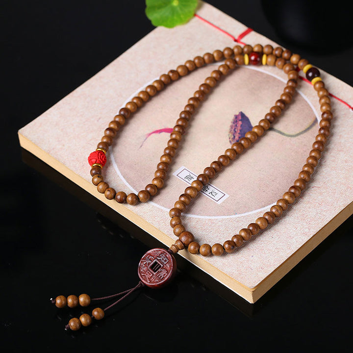 Buddha Stones 108 Mala Beads Legno di Pesca Bodhi Seed Lotus Preghiera Meditazione Bracciale