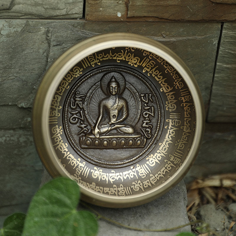Buddha Stones Tibetan Sound Bowl realizzata a mano per concentrazione e meditazione Peaceful Happiness Singing Bowl Set - image 9