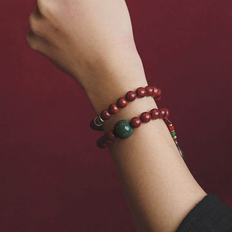 Braccialetto Bodhi Seed Cyan Jade Copper Peace Luck