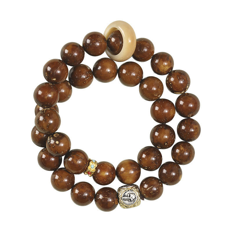 Braccialetto doppio giro Buddha Stones Tibetano Naturale Viola Oro Ratto Bodhi Seed Ricchezza