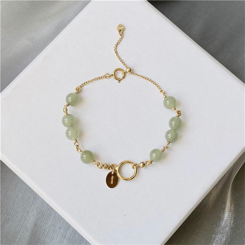 Braccialetto di perline della fortuna riempito d'oro 14K con giada naturale Hetian unica Buddha Stones - image 10