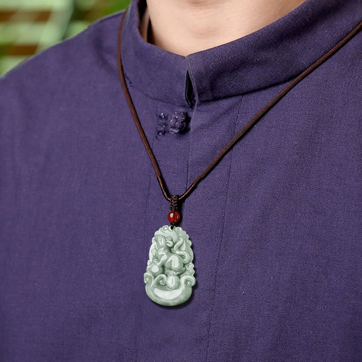 Buddha Stones Giada verde naturale 12 Zodiaco cinese Fortuna Prosperità Collana pendente - image 8