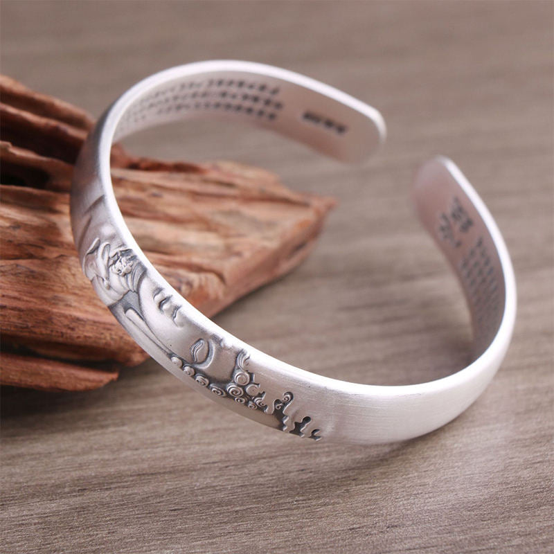 Braccialetto Buddha Stones 999 Sterling Silver Buddha Head Heart Sutra Serenity - image 11