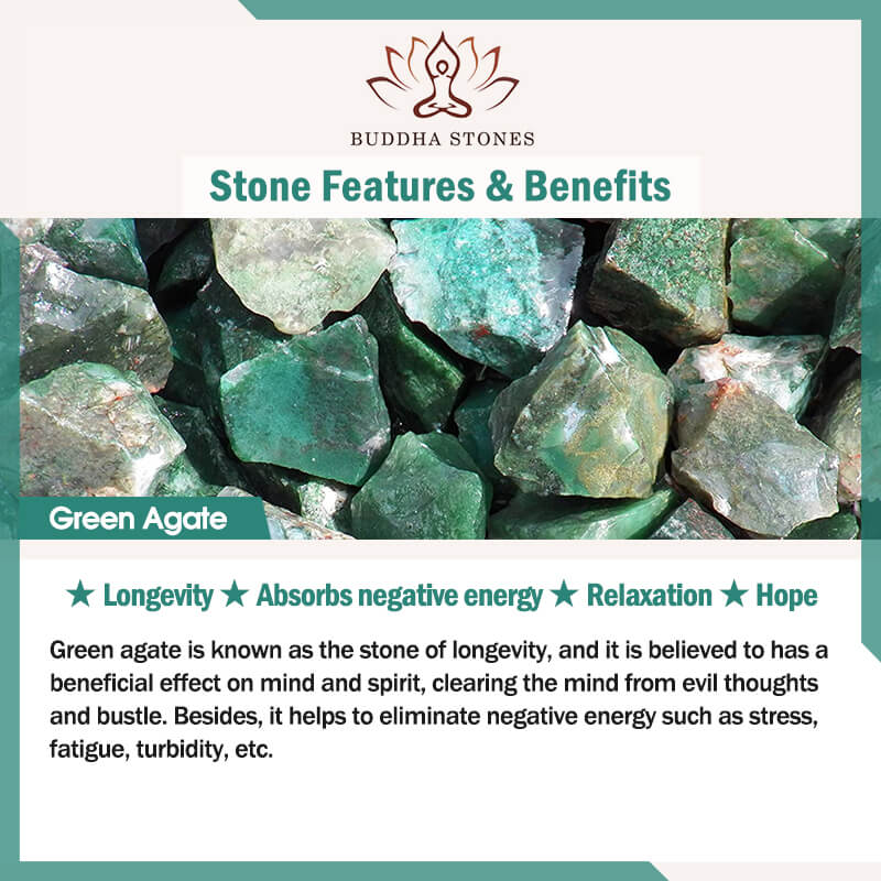 Braccialetto di guarigione in agata verde naturale tibetano Buddha Stones