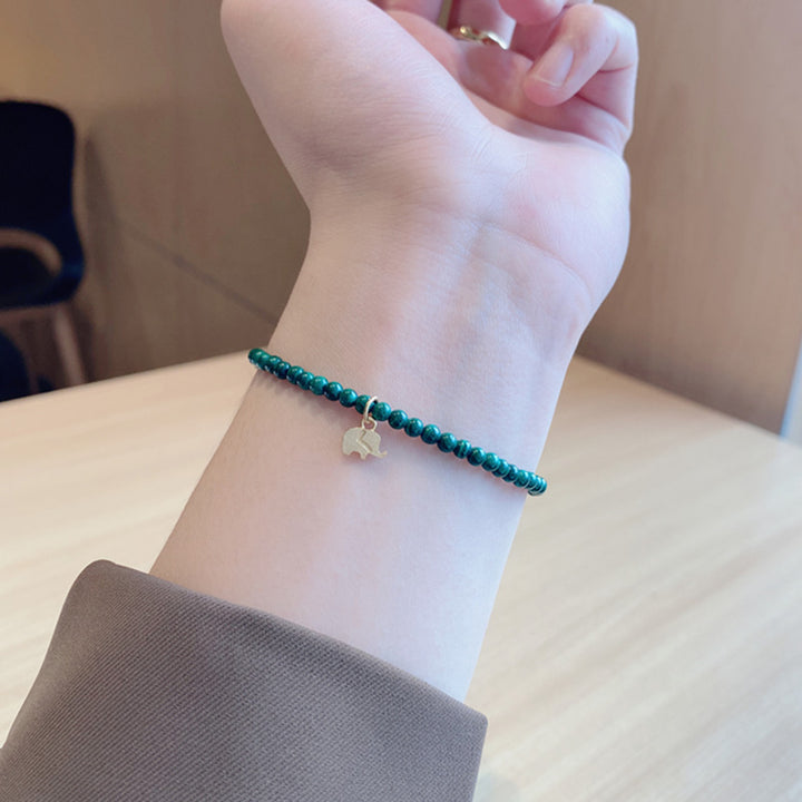Braccialetto con ciondolo anti-ansia in malachite naturale con elefante Buddha Stones
