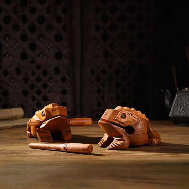 Buddha Stones fatte a mano FengShui Ricchezza Fortuna Rana Mini Rana Gracidante in Legno Decorazione Guiro