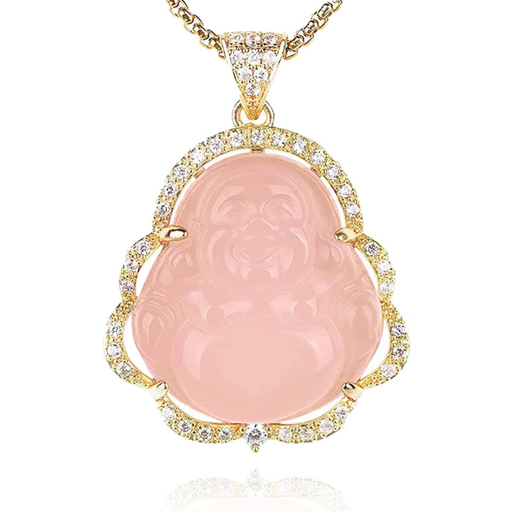 Collana Buddha Stones Buona Fortuna Buddha Ridente - A-Buddha che ride-Oro/Rosa - image 13