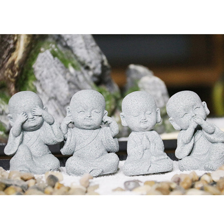 Buddha Stones Meditazione Preghiera Monaco Statua del Buddha Serenità Decorazione della casa
