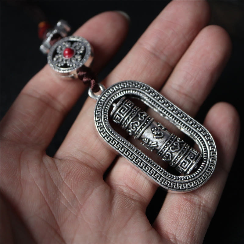 Buddha Stones Tibet Om Mani Padme Hum Ruota di preghiera Pace Girevole Decorazione da appendere all'auto