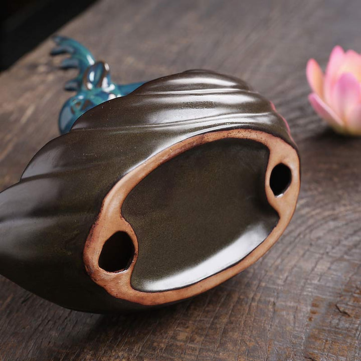 Buddha Stones Piccolo Cervo Ceramica Loto Meditazione Bruciatore Incenso Decorazione