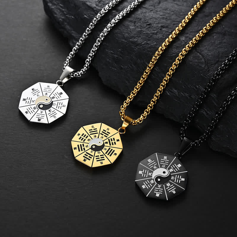 Collana pendente in acciaio al titanio e bilanciamento Bagua Yin Yang - image 2