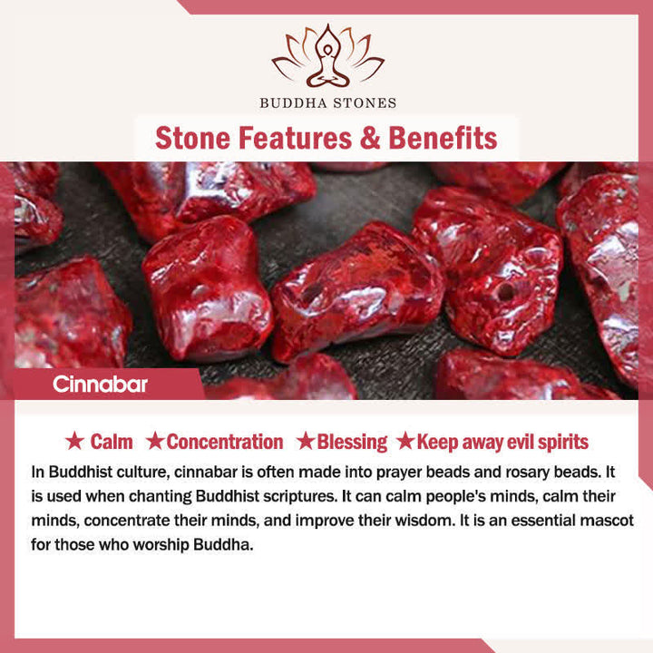 Braccialetto Buddha Stones Peach Wood Lotus Cinnabar Luck Wealth