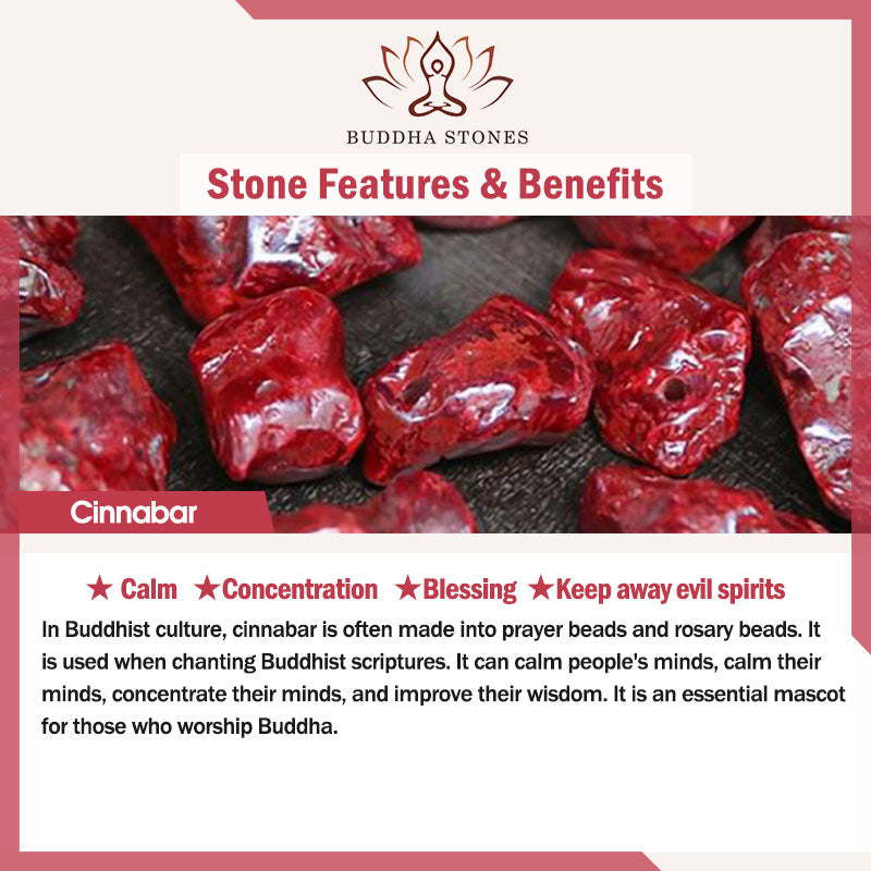 Buddha Stones, Cinabro della Fortuna, Filo Rosso, Simbolo Yin Yang, Braccialetto di Benedizione Bagua