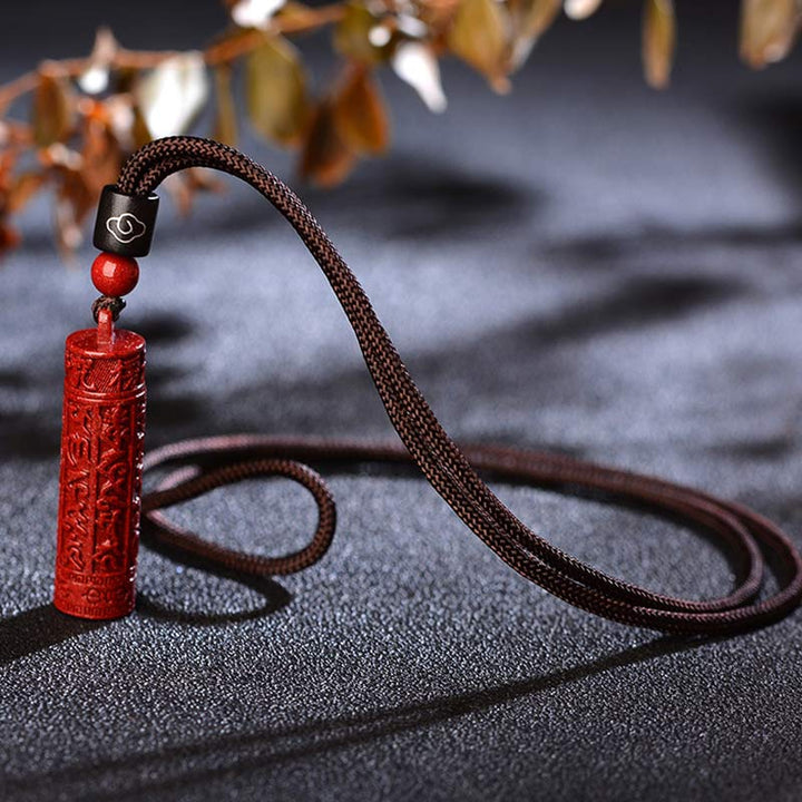Collana con corda di concentrazione del mantra tibetano in cinabro Buddha Stones