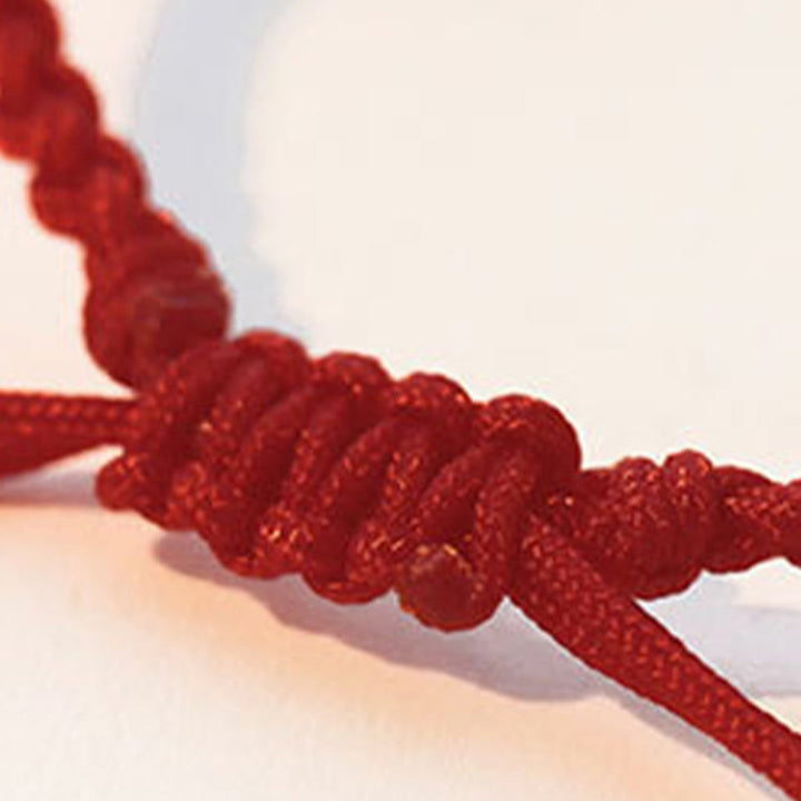 Braccialetto di corda con ciondolo a forma di carattere Fu fatto a mano con Buddha Stones