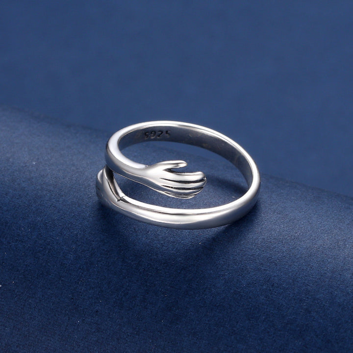 Anello per il pollice con abbraccio d'amore in argento sterling 925 Buddha Stones