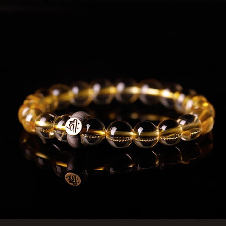 Braccialetto di protezione in argento sterling 925 con zodiaco cinese e Buddha natale in citrino