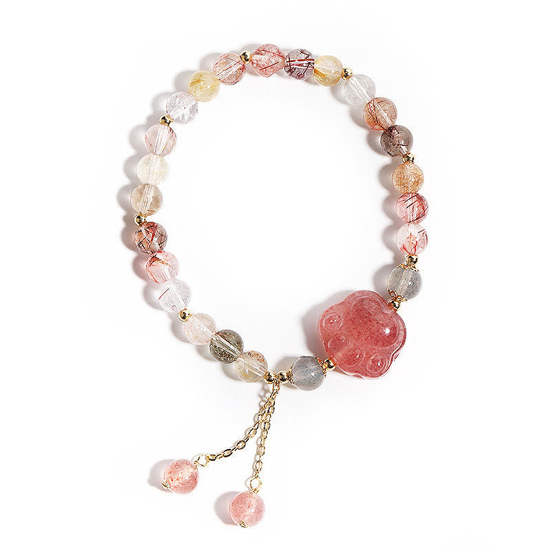 Braccialetto dell'amore con pietra di luna, artiglio di zampa di gatto, quarzo rutilato colorato, Buddha Stones