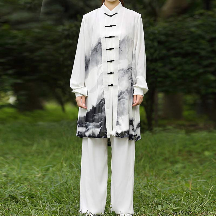 3 pezzi pittura a inchiostro meditazione preghiera spirituale zen tai chi qigong pratica abbigliamento unisex set - image 7